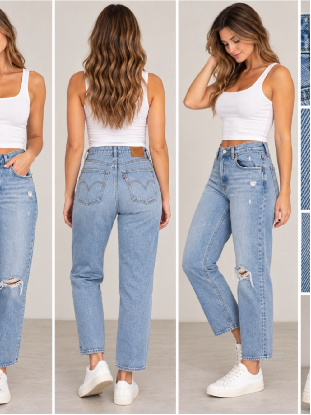 Levi's Ribcqge High-Rise Straight Leg Ankle Jeans Size 32 90s Distressed